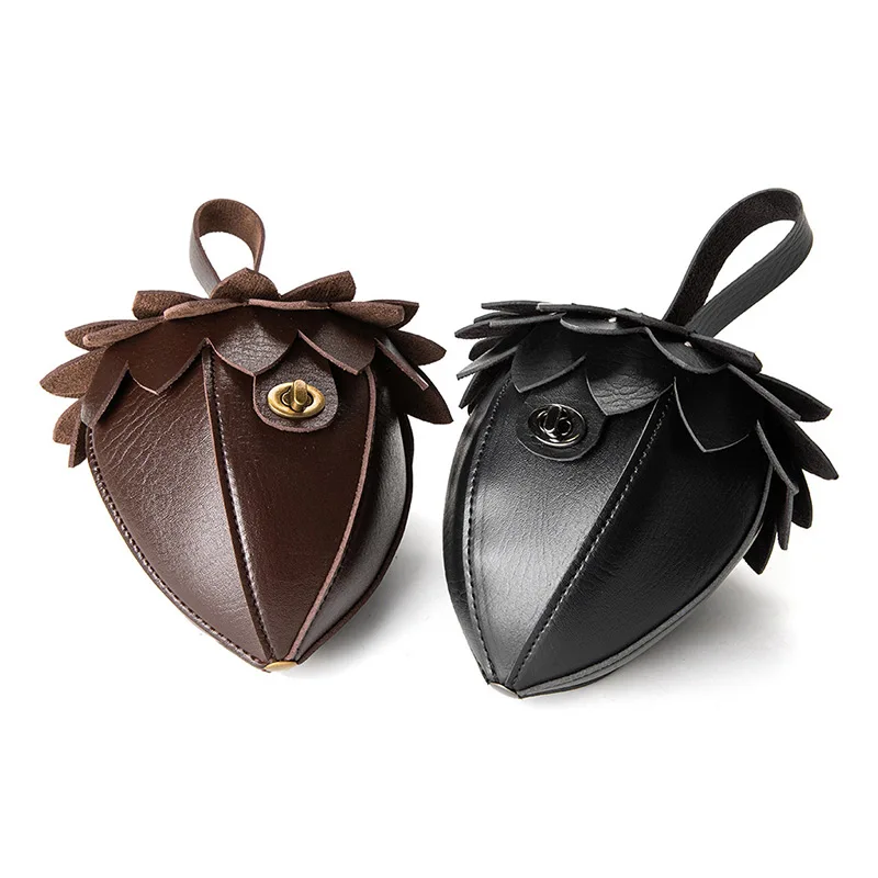 Pinecone Shaped Handbag,Medieval Vintage Women PU Strawberry Metal Studded Coin Purse,Lipstick Cosmetics Headphone Storage Bag