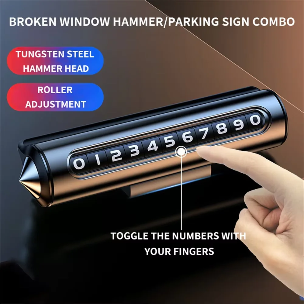 Car Temporary Parking Plate Car Number Rotate Stop Universal Portable Metal Auto Phone With Broken Window Function Accessories