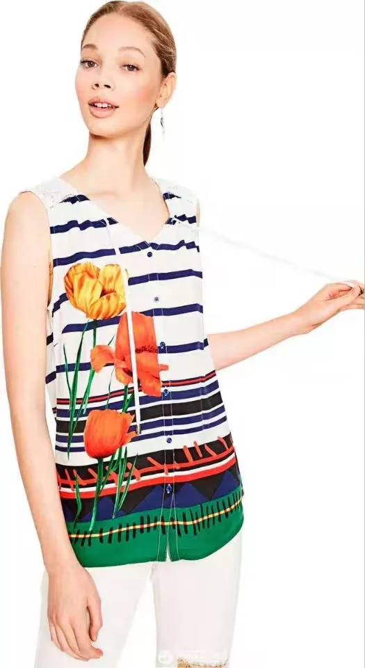 Foreign trade original single Spanish new printed hand-painted long-sleeved lapel shirt