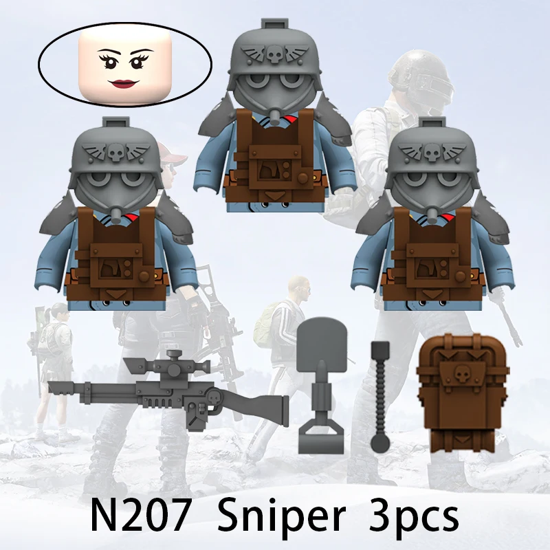 

3pcs Game Soldiers Building Blocks Armored Army Figures Troops War Scene Weapons Equipment Masks Bricks Assemble Toys Compatible
