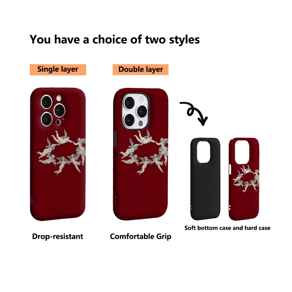 حافظة لهاتف آيفون 17 باللون الأحمر من الكروب يجب اقتناؤها لهاتف آيفون 17 16 15 14 13 12 11 Pro Max Plus غطاء خلفي مزدوج الطبقة