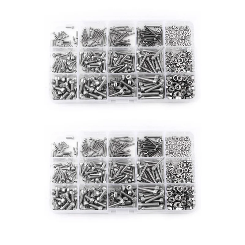 AA76-960Pcs M2 M3 عرافة المقبس مسامير مجموعة سداسية من الفولاذ المقاوم للصدأ المقبس غطاء رئيس المكسرات أداة إصلاح #1