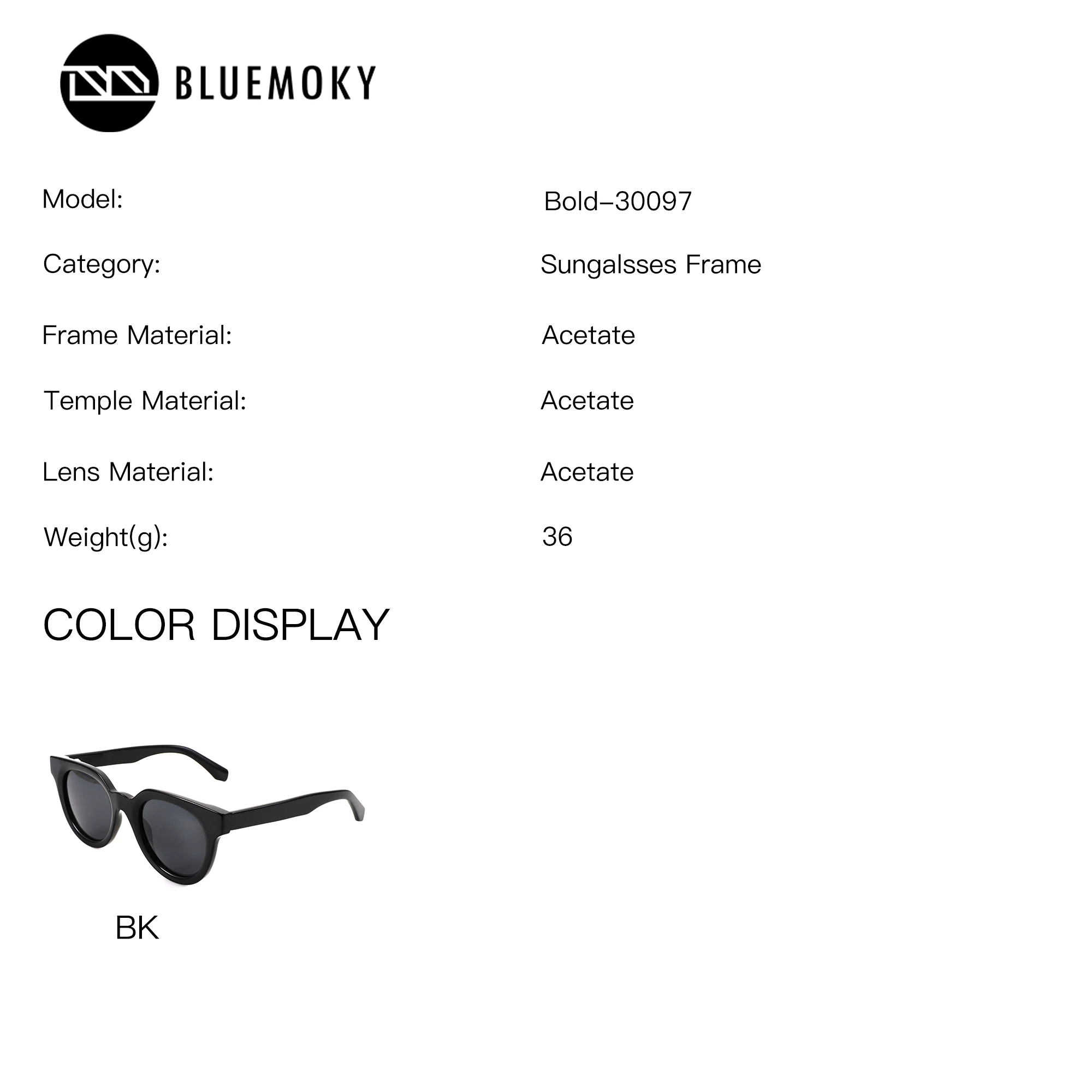 BLUEMOKY L Size Square Acetate Prescription Sunglasses Men Women Polarized UV400 Custom Sun Glasses by Medical Recipe