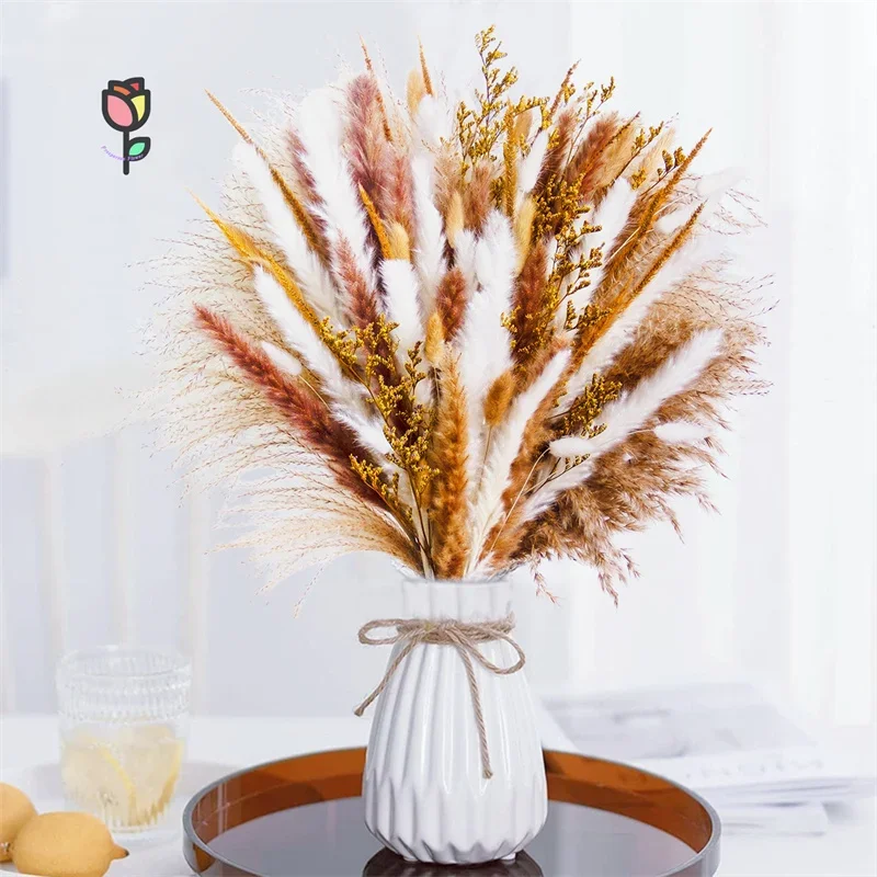 

Preserved Dried Pampas Grass Bouquet Bohemian Style Home Decoration Natural Fluffy Lagurus Ovatus Wedding Flowers Arrangements