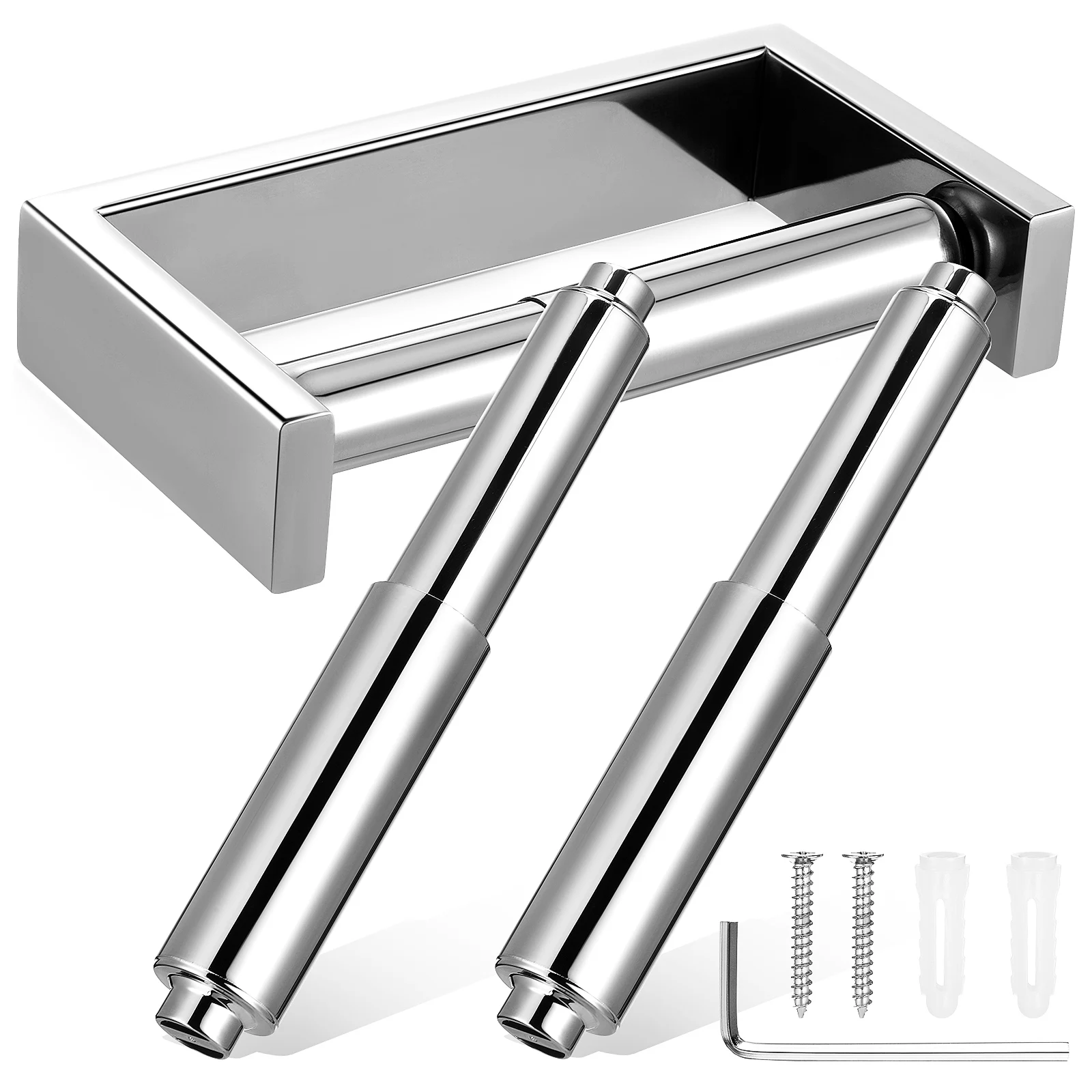

3 -plated Paper Roll Shaft Expandable Holder Stainless Steel Roller 304 Metal Spring Replacement Tissue Bathroom Towel
