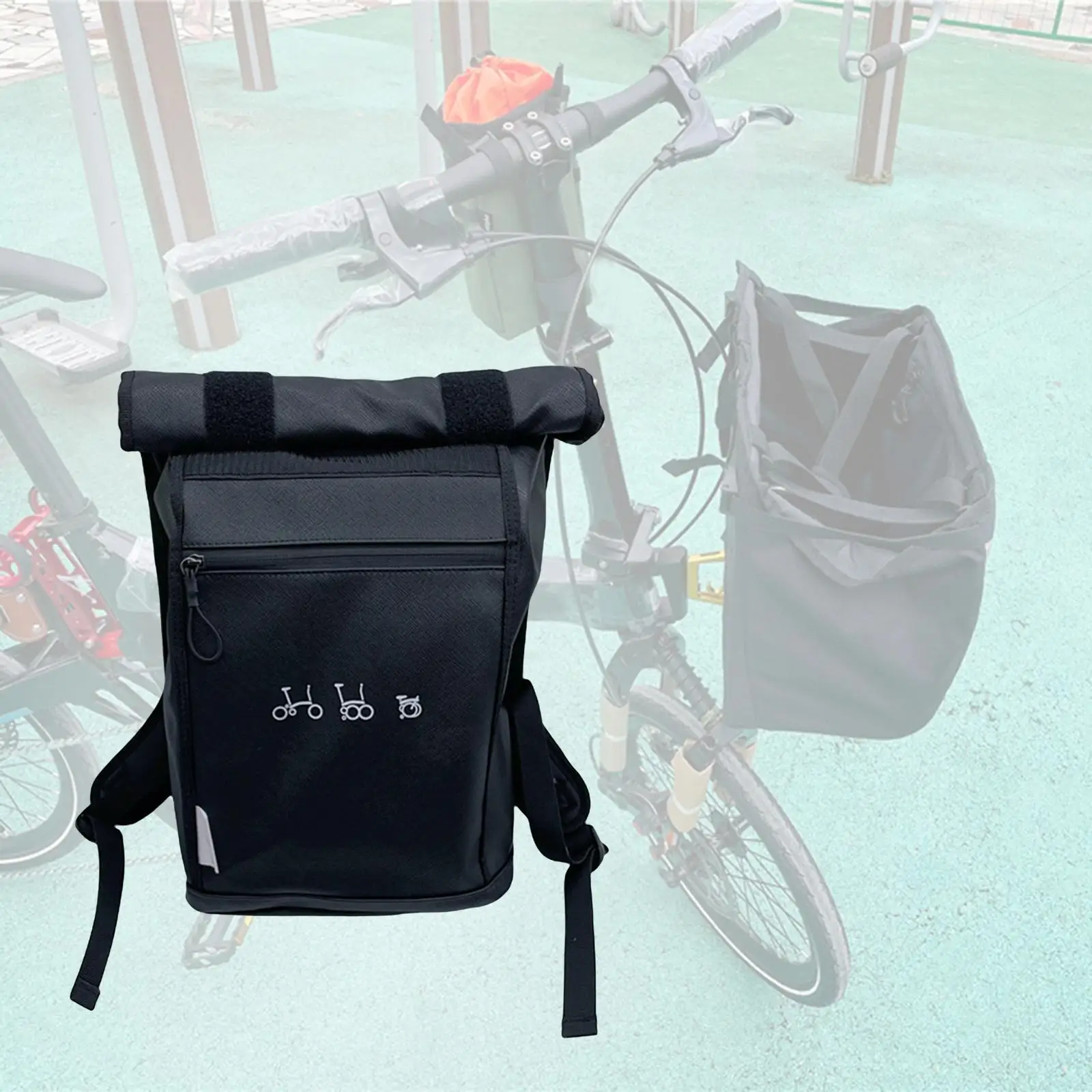 Multi Purpose Folding Bike Front Basket Shoulder Install Carry Case Nylon Pannier Large Capacity for Shopping Bike Cycling