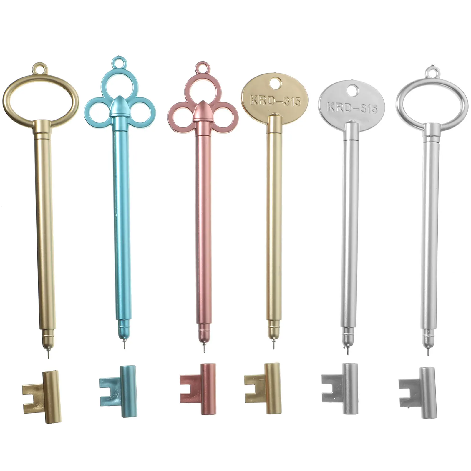 12Pcs Retro Key Gel Pens Portable Signature Pens Key Shaped Creative Writing Pen Set for Office School Students Prize
