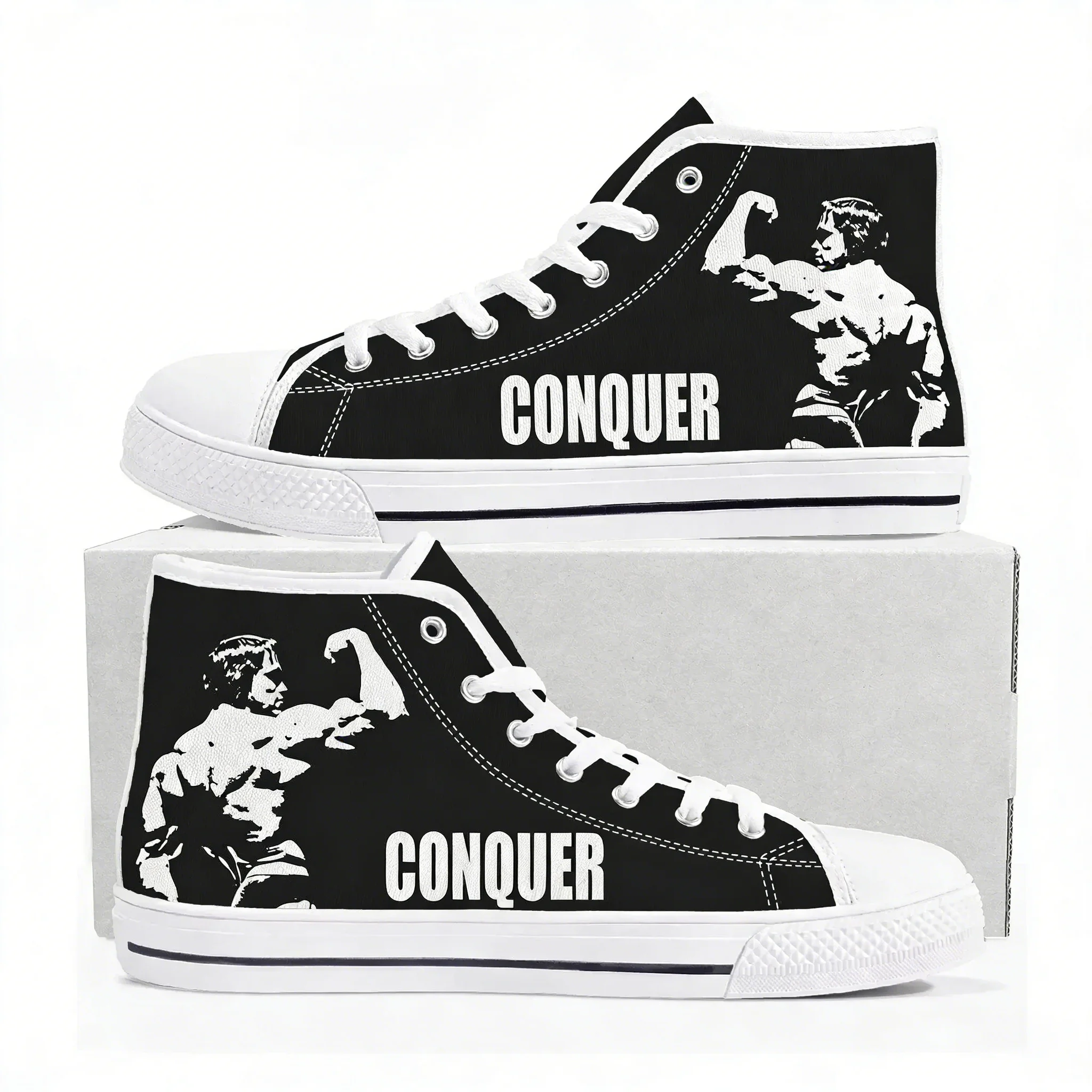 

Arnold Schwarzenegger Bodybuilder High Top Sneakers Mens Womens High Quality Canvas Sneaker Casual Shoe Customize Shoes