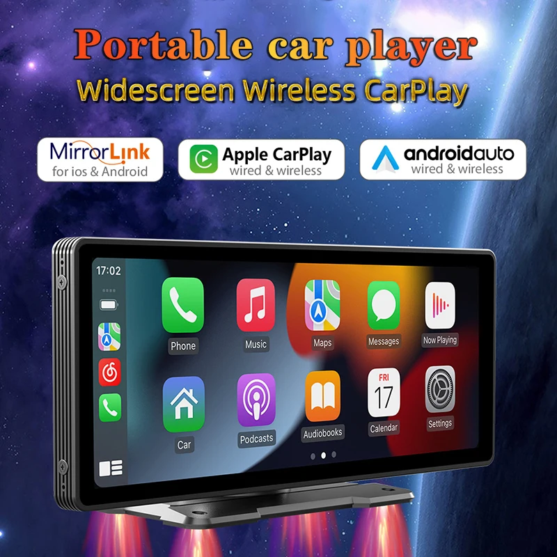 9.3 Inch 4K DVR 2 Channels CarPlay Android Auto Dash Cam Voice Control Bluetooth Audio GPS Navigation Dashboard Video Recorder