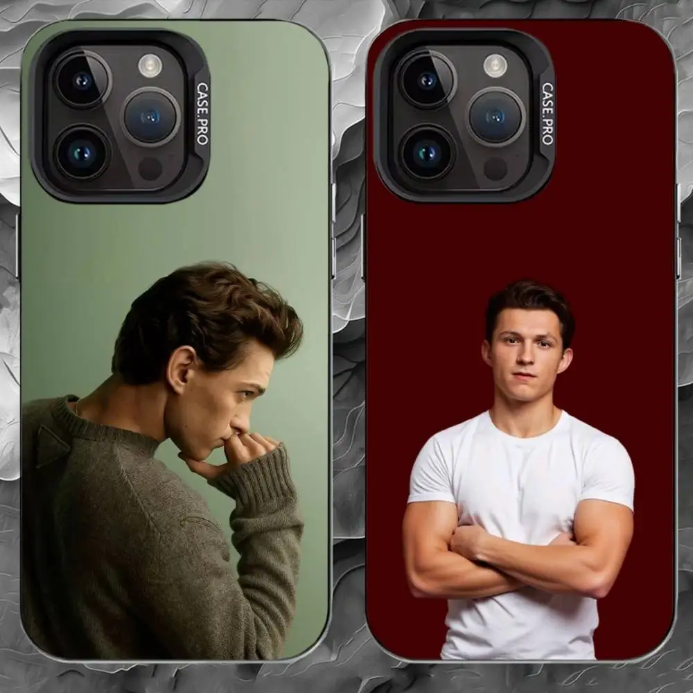 

T-Tom Holland Phone Case For iPhone 17 16 15 14 13 12 11 Pro Max Plus Silver Matte Black Cover