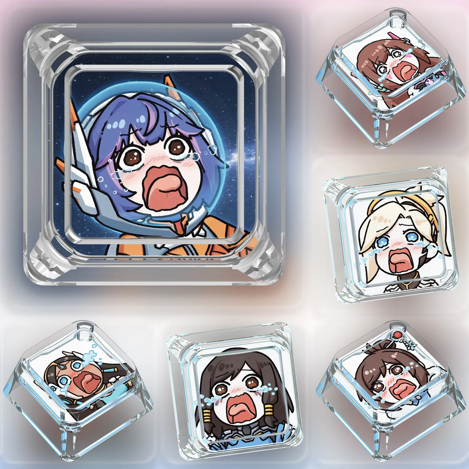 

Механические кейкапы DIY Goddess Story Sombra Cute для клавиатуры с крестообразным креплением, персонализированные кейкапы для ПК, подарок, игрушка