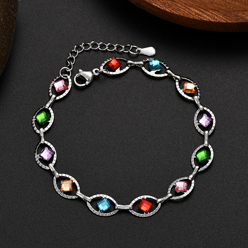 Fashion kpop 18K Gold Sterling Silver y2k style Colors crystal Bracelets for Women Wedding Party Gifts 18+5cm designer jewelry