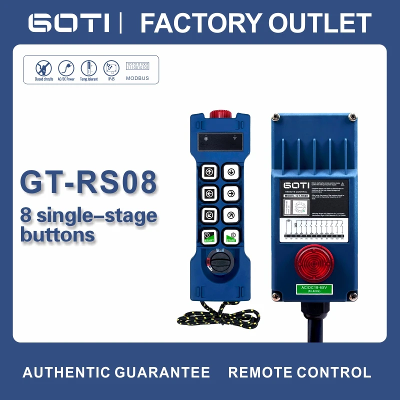 

GT-RS08 Industrial Wireless Remote Control Hoist Crane Lift Switch 8 Single Speed Buttons for Truck Hoist Crane