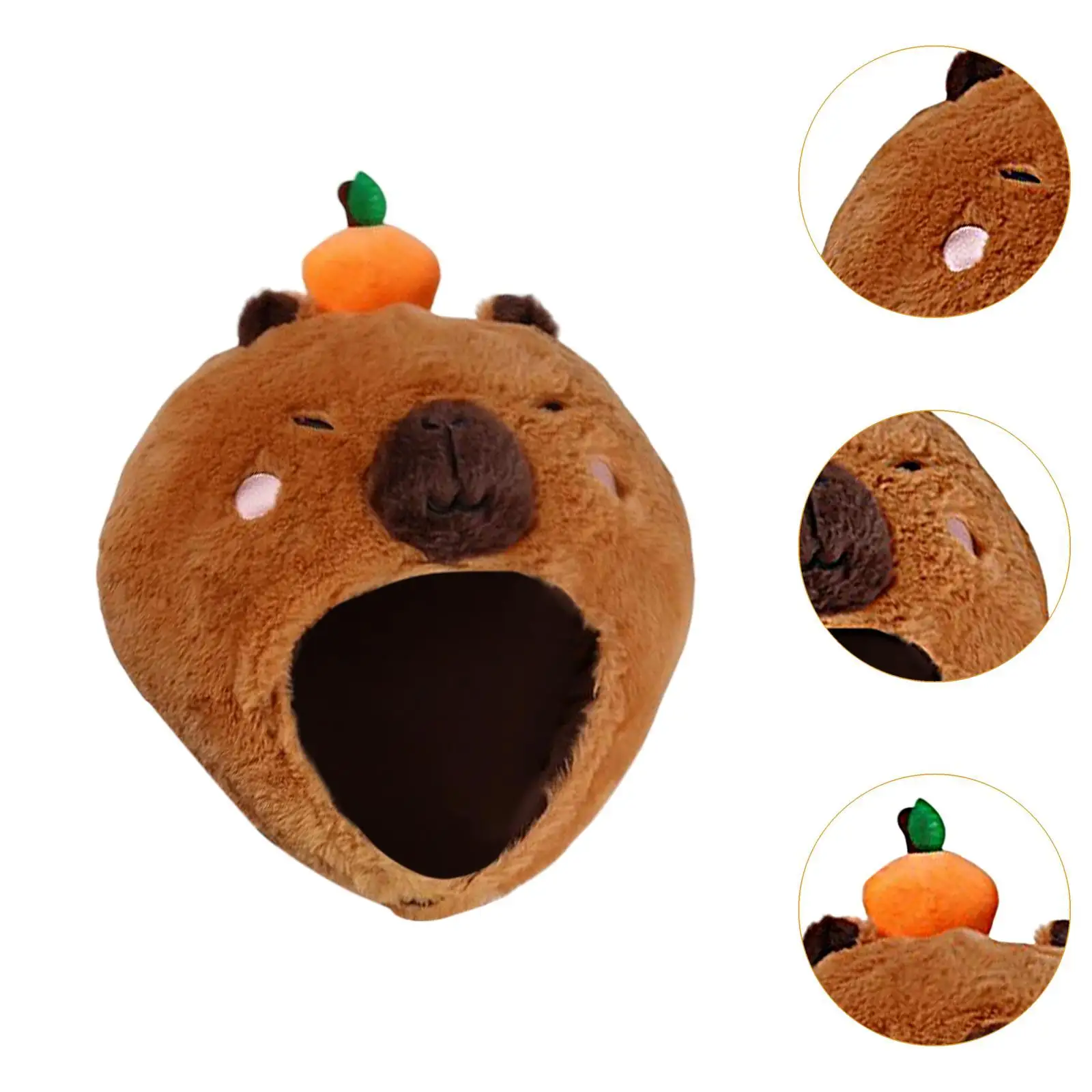 Capybara Copricapo Cappello Cartone animato Divertente Copricapo unico Cappello giocattolo Cappello di peluche per spettacoli teatrali Vacanze di compleanno Carnevale di Halloween