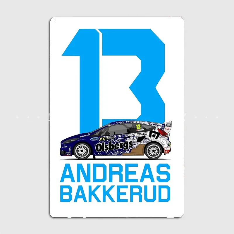 Andreas Bakkerud Fiesta 2014 Rally Car Retro Posters Metal Poster Home Decor Bar Cave Classic Tin Sign Room Decor Wall Decor