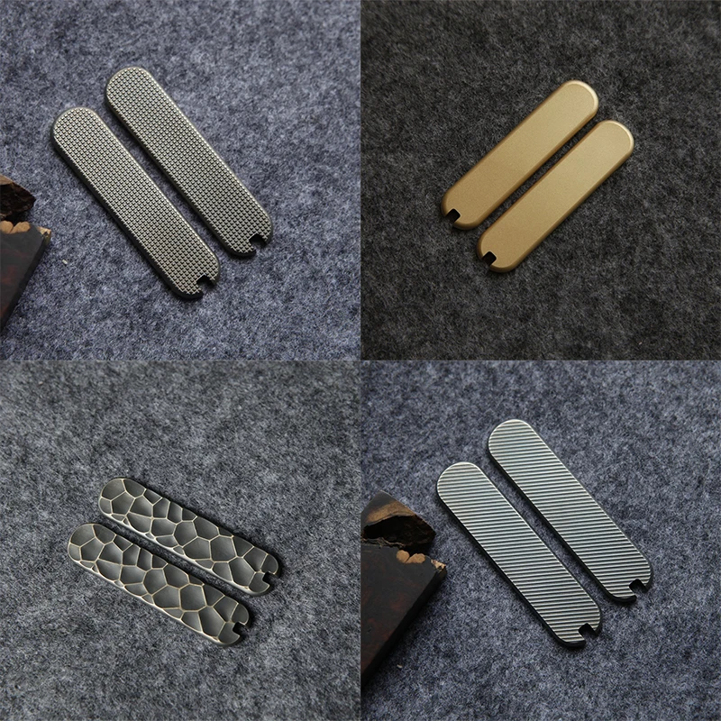 6 Padrões Latão Material Faca Handle Escalas Patches para 58MM Facas Victorinox Swiss Army Classic Rambler MiniChamp DIY Peças