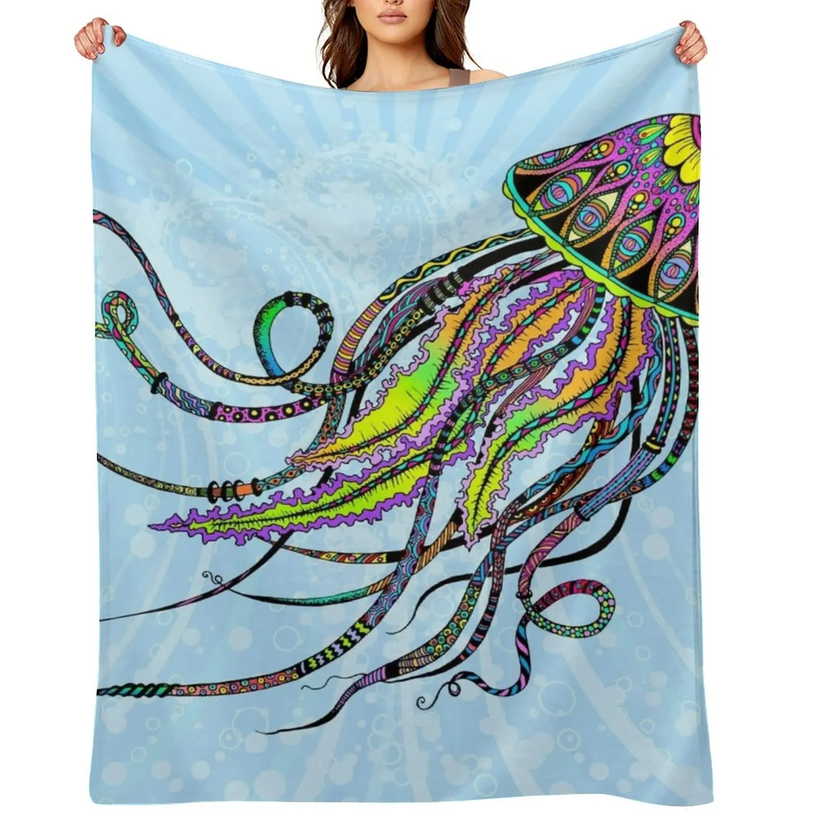 

Electric Jellyfish Throw Blanket Decorative Sofa Sofas Sleeping Bag decorative Blankets