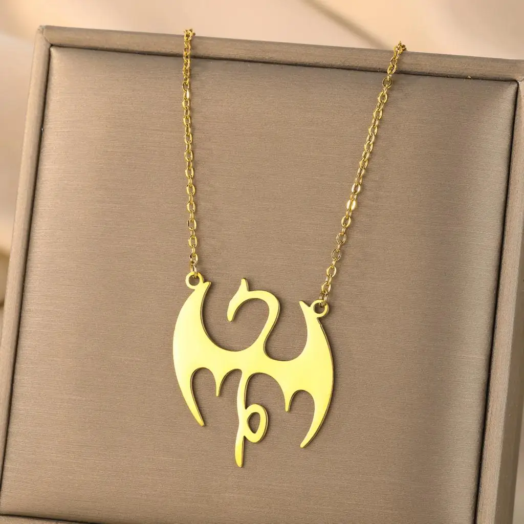 Kinitial Exquisite Fashion Necklace ron First Logo Necklace - Dragon Necklace - Jewelry Valentine's Birthday Gift