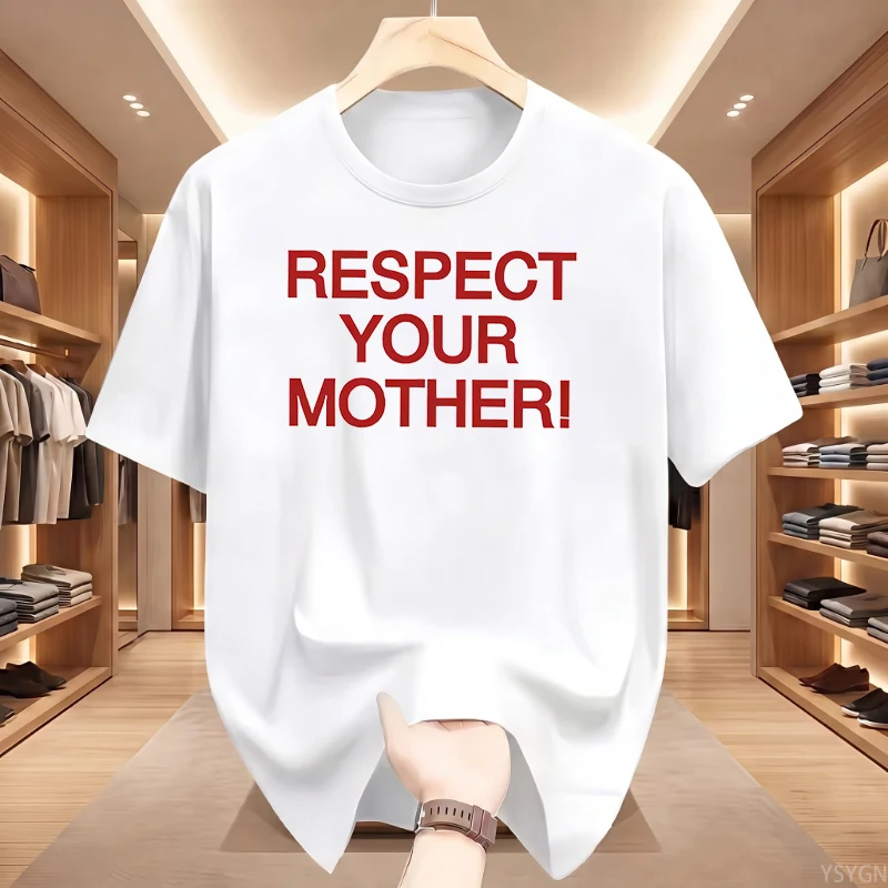 Respect Your Mother Retro Y2K Tee Funny Mother Day Gift Tshirt Women Crewneck Short Sleeve Modern and Trendy T-shirt