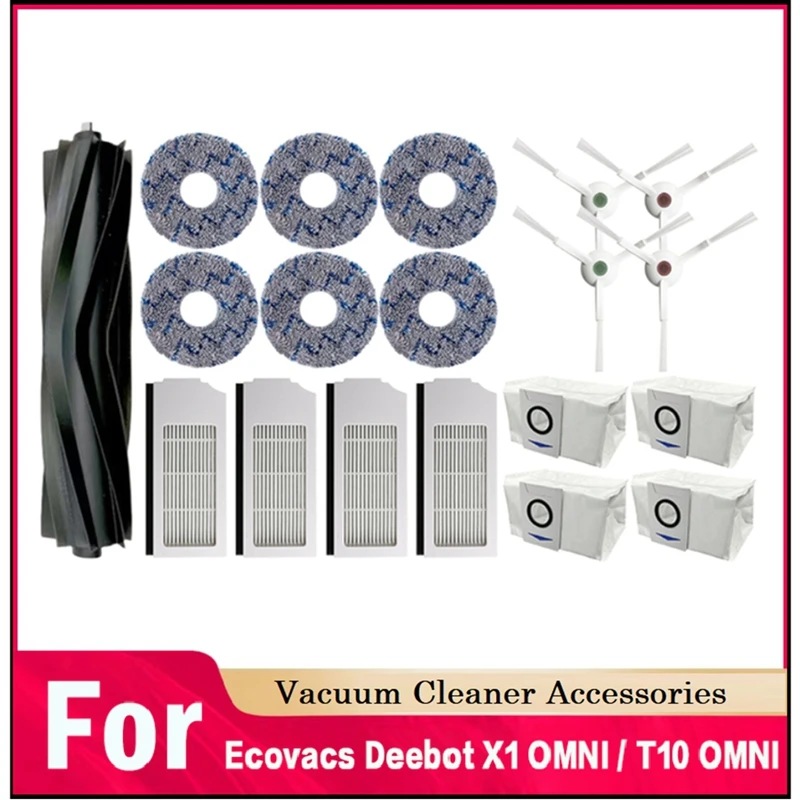 Per Ecovacs Deebot X1 OMNI /T10 TURBO Robot Aspirapolvere Filtro Spazzola Laterale Panno di Pulizia Sacchetto per la Polvere di Ricambio