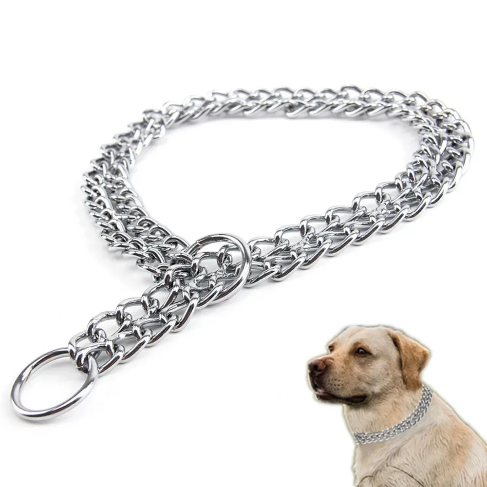 

Chain Slip Collar Strong & Durable Dog Slip P Chain Collar Chain Dog Training Choke Collar Adjustable Double Row Stainless Steel