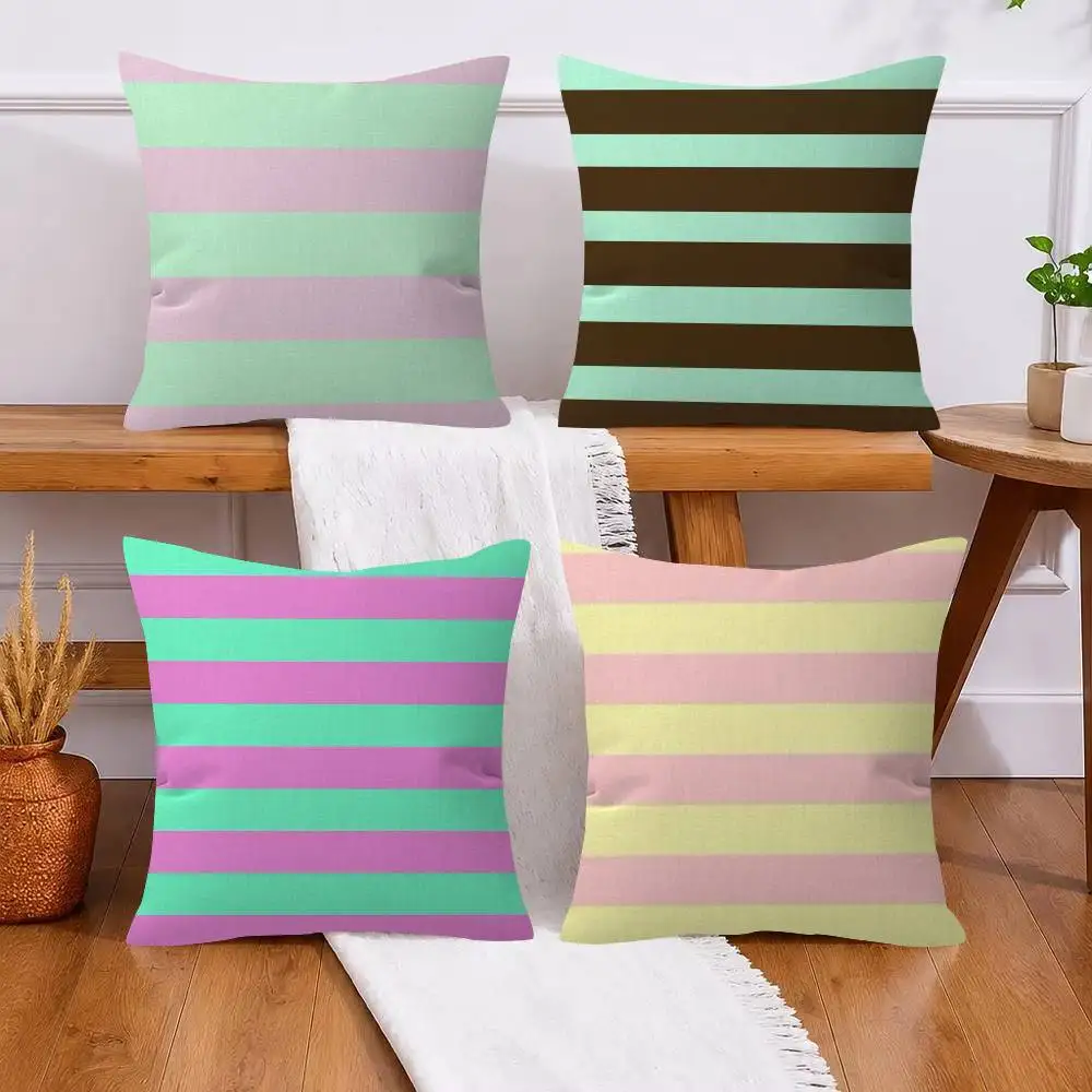 Color solid striped panels   Pillow Gift Home Office Decoration Bedroom Sofa Car Cushion Cover case 45x45