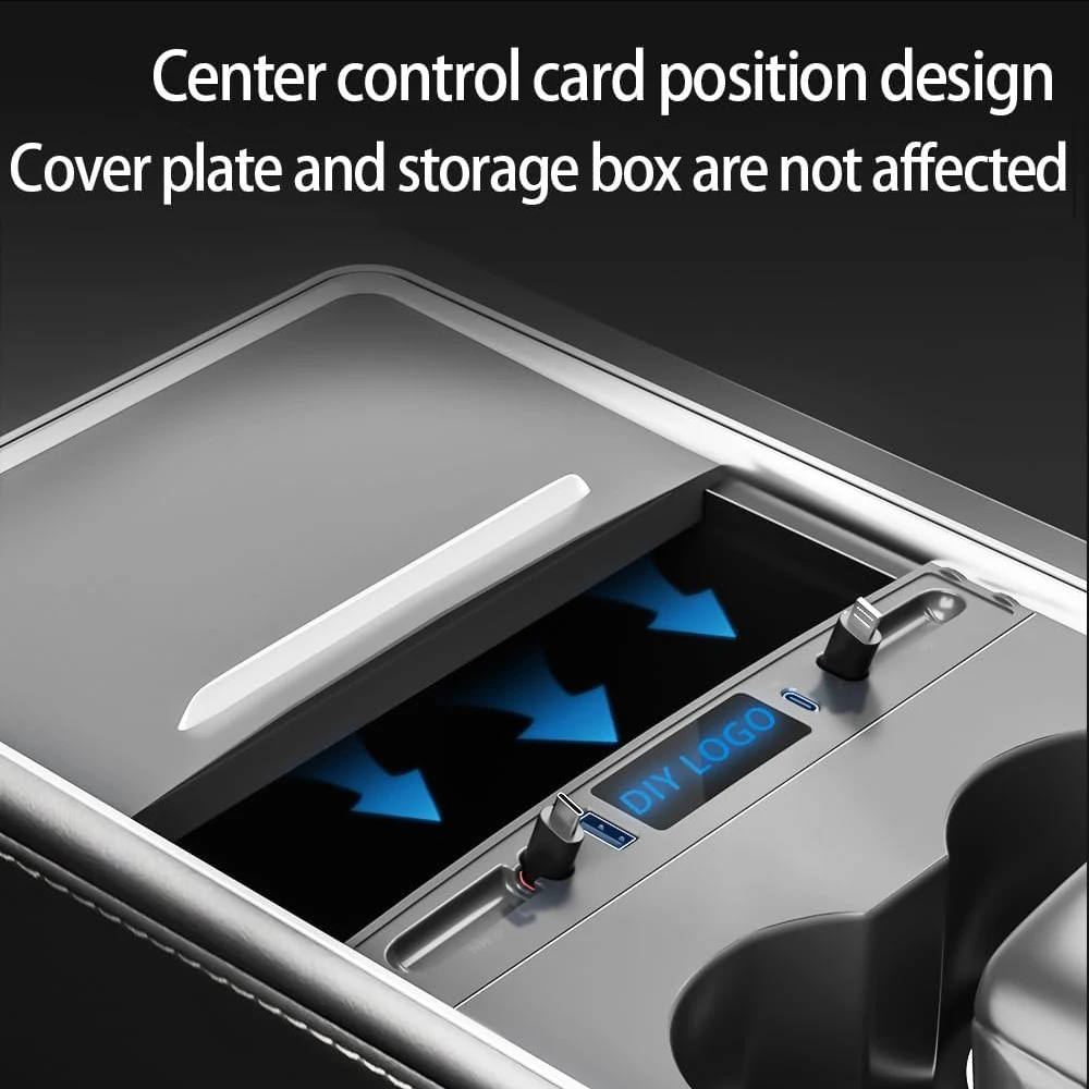 Tesla USB Hub, ricarica rapida con adattatore per cavo per Tesla Model 3 Model Y 2021 2022 2023 Docking Station della Console centrale forTesla