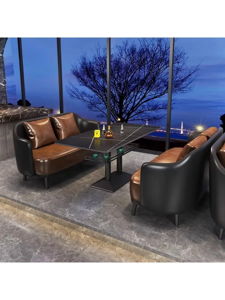 Western restaurant table and chair set Bistro cafe booth sofa