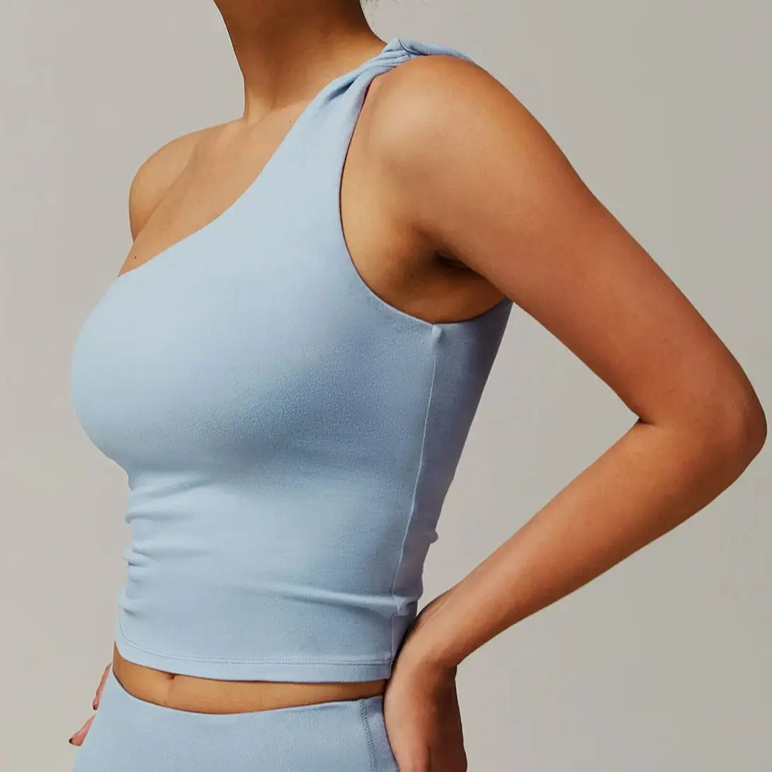 

Women Sports Bra Push Up Fitness Bras One Shoulder Shockproof Yoga Bra Women's High Strength Support Running Fitness Bra Vest