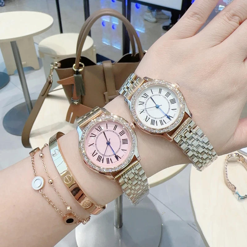 أزياء العلامة التجارية ساعات المعصم النساء فتاة السيدات جميلة 32mm الهاتفي الصلب المعادن الفرقة الكوارتز ساعة فاخرة CA165