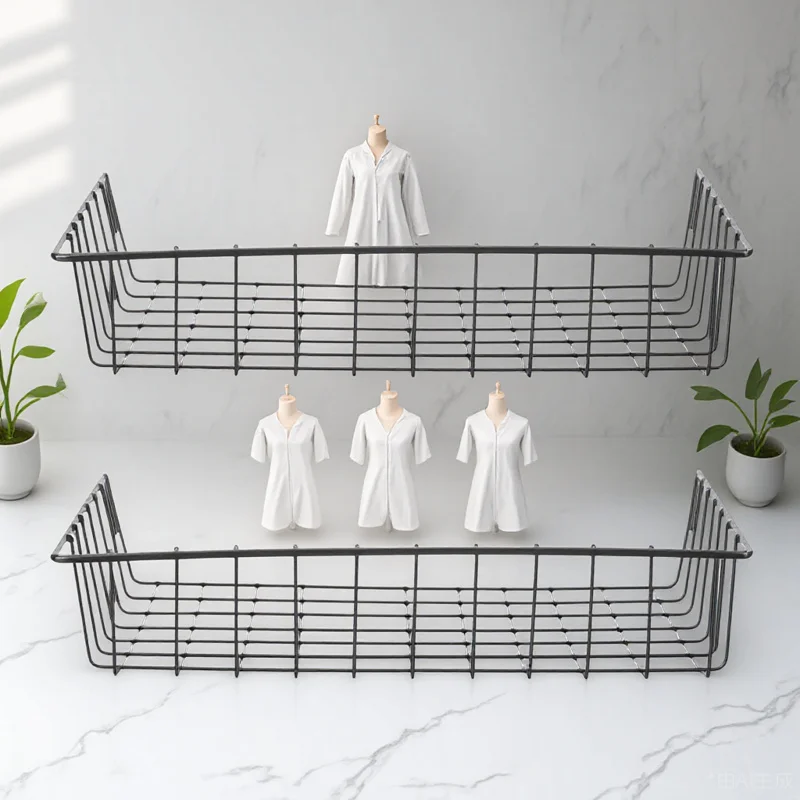 Cesta de almacenamiento de hierro a prueba de herrumbre, rejilla para colgar en la pared, organizador sin clavos para sala de estar, cocina, baño y hogar, 2 uds.