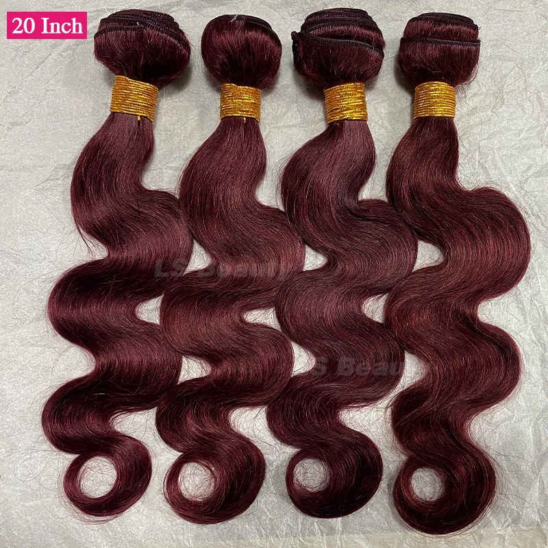 99j Body Wave Burgundy Bundles 100% Human Hair Bundles 1/3/4 Bundles Wine Red Colored Brazilian Hair Weave Bundles image 2