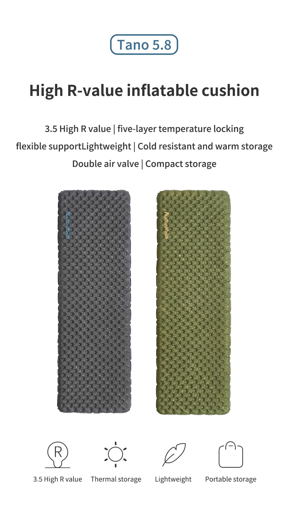 Naturehike 2024 Neue Camping-Luftmatratze 3,5 High R-Wert 4-Jahreszeiten-Ultraleichte Isomatte Tragbare, schnell aufblasbare Outdoor-Matte – Detail 3