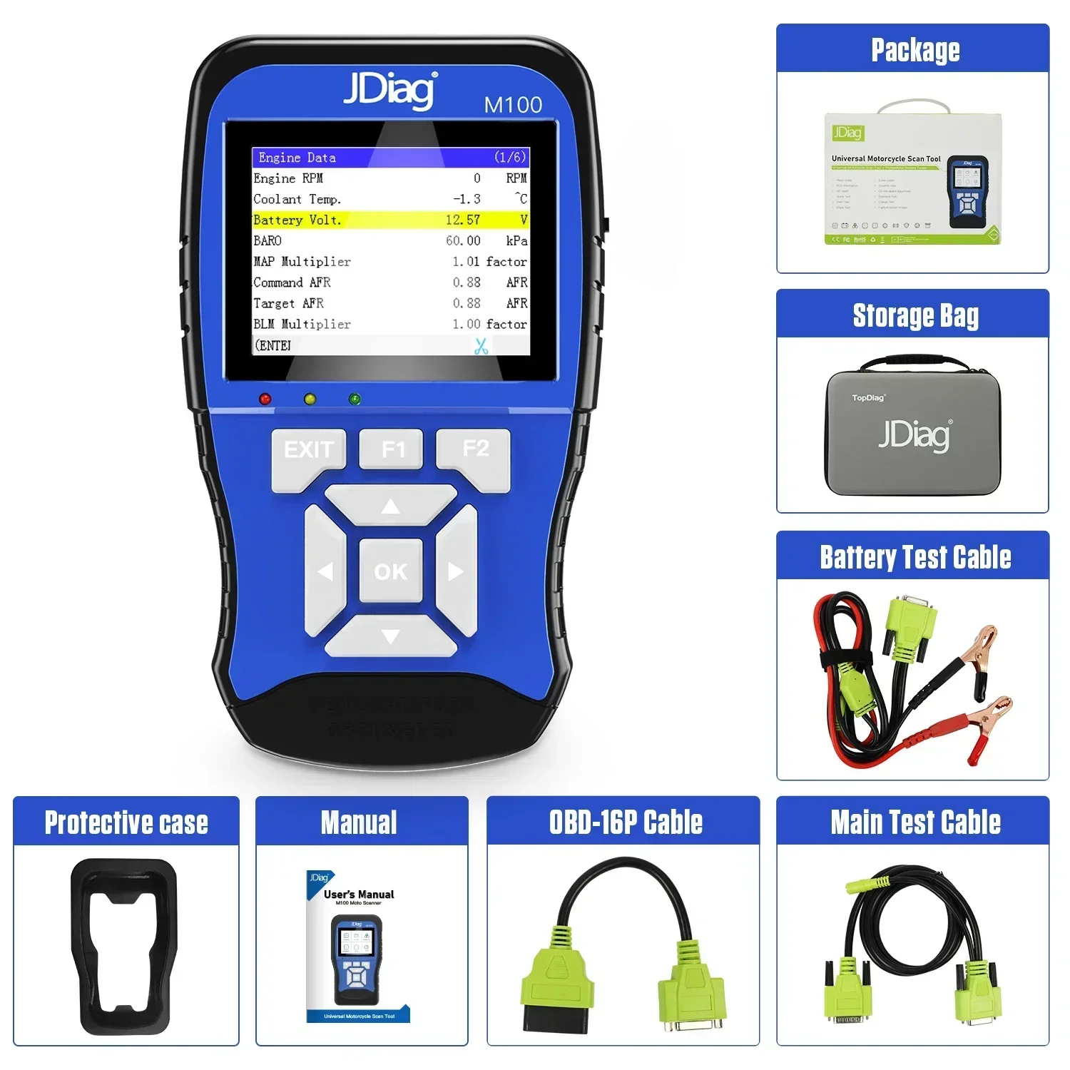 Best jdiag m100 motorcycle diagnostic tool OBD2 Scanner jdiag m100 Motorbike Scan Code Reader For KTM/Honda/Yamaha/Kawasaki/BMW