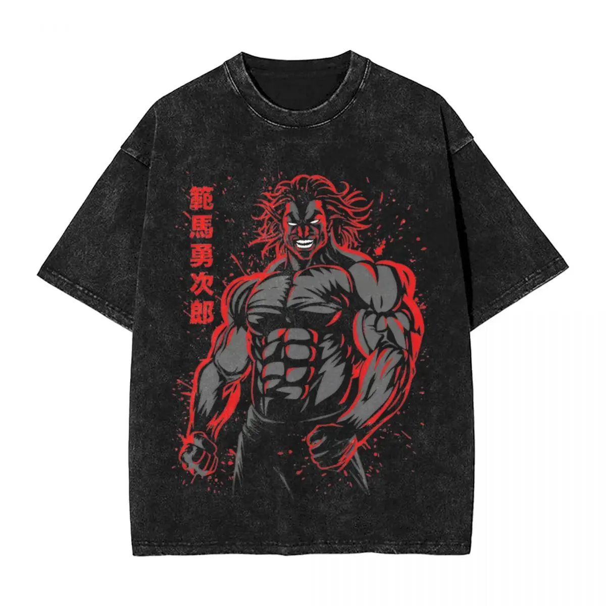 Washed T Shirts Baki The Grappler T-Shirts Harajuku Gym Manga Anime Fighting Brutalism 100% Cotton Tops Tees for Men Women