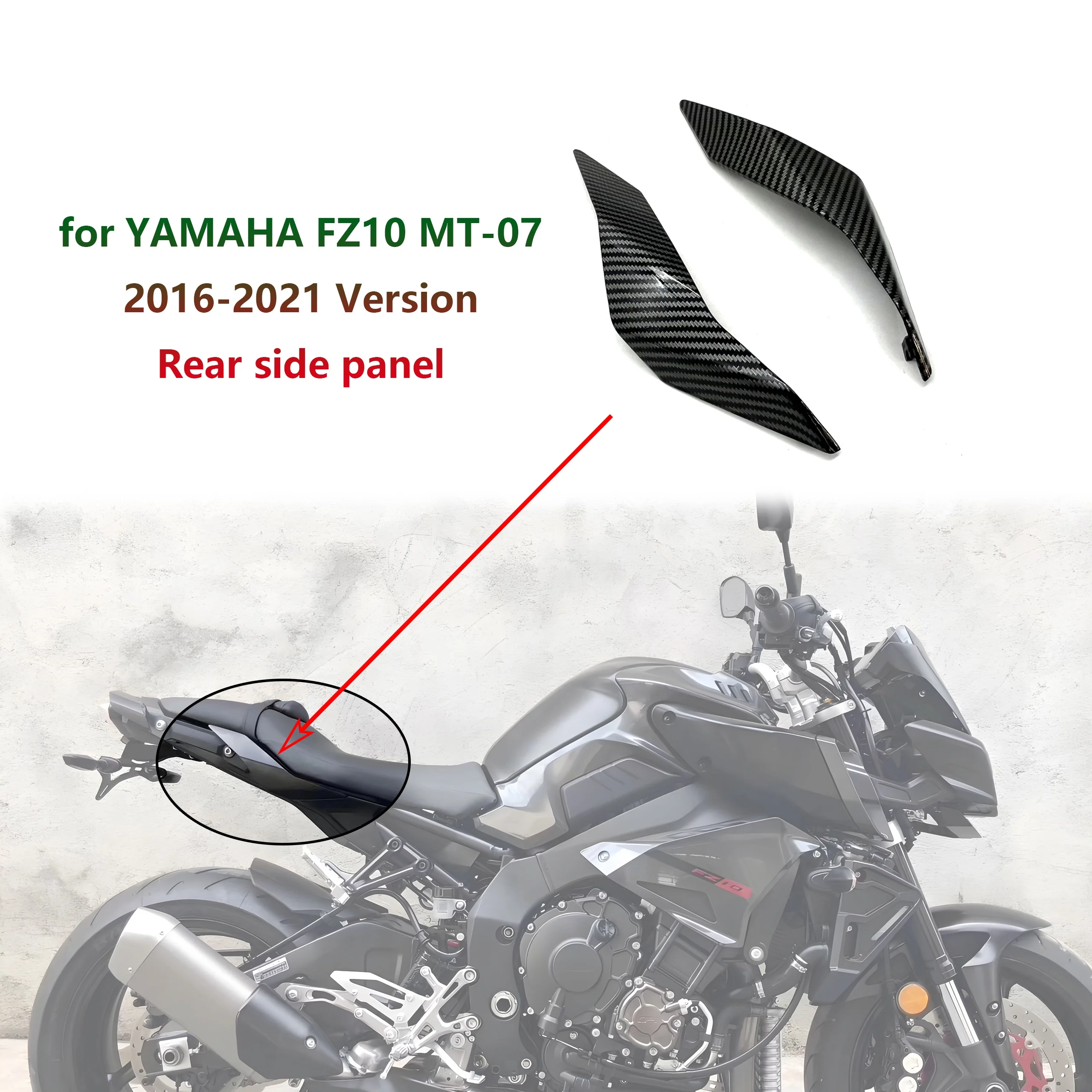 

Rear Side Tail Cover Panels for Yamaha FZ-10 MT-10 2018 2019 2020 Carbon Fiber Look Side Fairing Small Body Trim Pieces