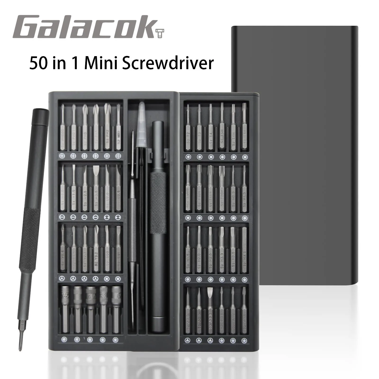 Galacok Precision Screwdriver Set 50 in 1 Mini Screwdriver with S2 Bit Magnetic Repair Tool for iPhone Glasses Camera Watches PC