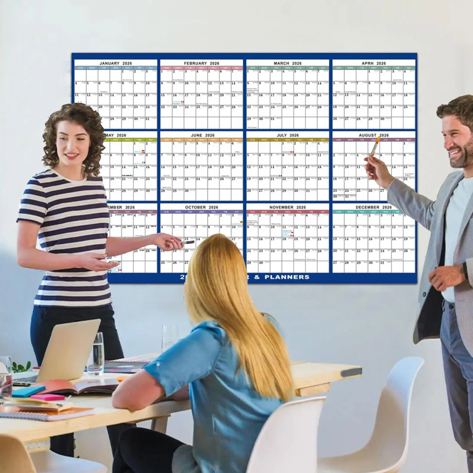 

12 Month Large Wall Calendar 2026 Planner Calendar Erasable Agenda Academic Planner Foldable for Home Decor Office Family