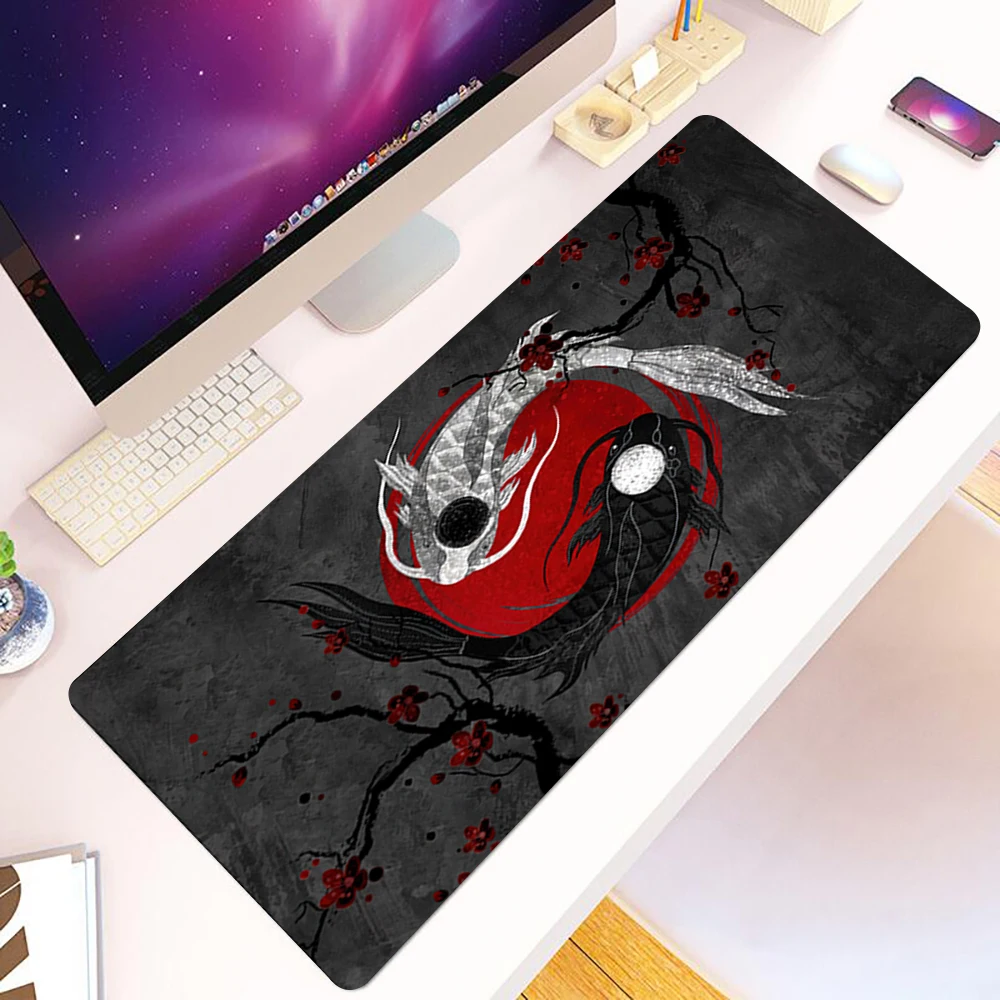 Anime Fish 40x90cm Lock Edge Mousepad Large Gaming Desk Mat Keyboard Mats Mouse Mat Beast Desk Pad For Gift Rubber Mouse Pad XXL