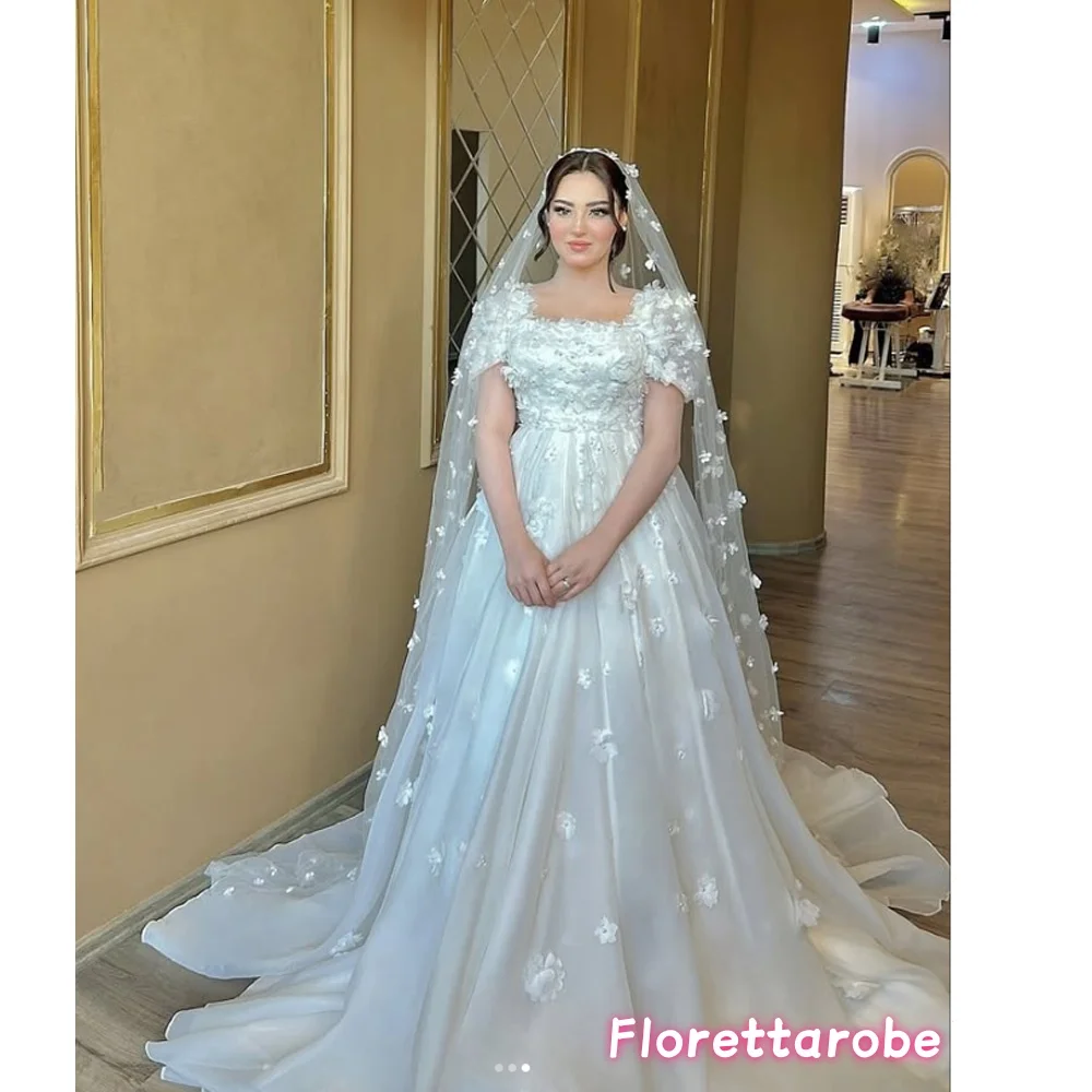 

Luxury Wedding Dress Woman Bride High Neck Short Sleeves Appliques Tulle A-line Pleats Vestidos De Fiesta Customized