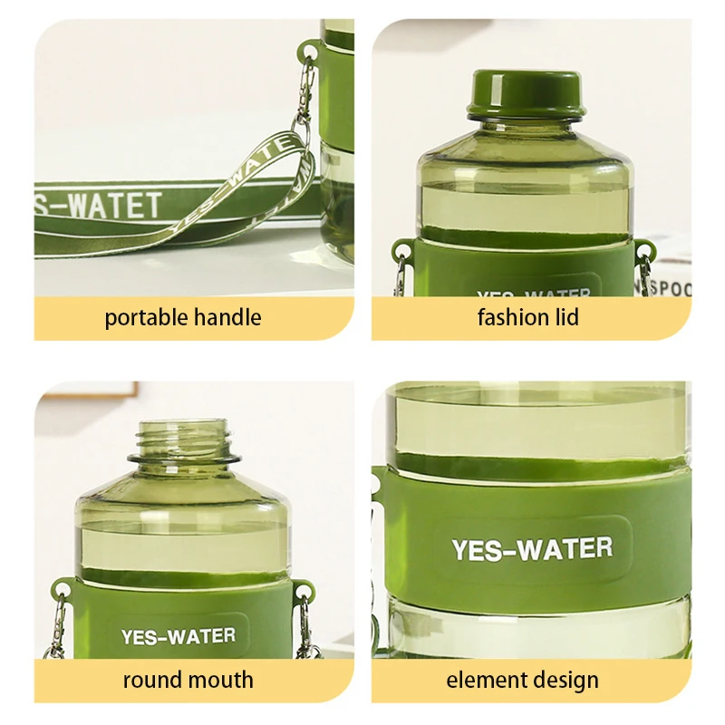 Sports Gym Water Bottle For Girls 800ml Travel Tumbler Summer BPA Free Mug Portable Drinking Kettle Cute Creative Cup With Strap