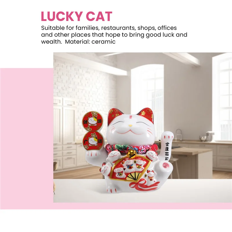 

AT51-7Inch Beckoning Cat Maneki Neko Ornament Feng Shui Decoration Swing Lucky Cat