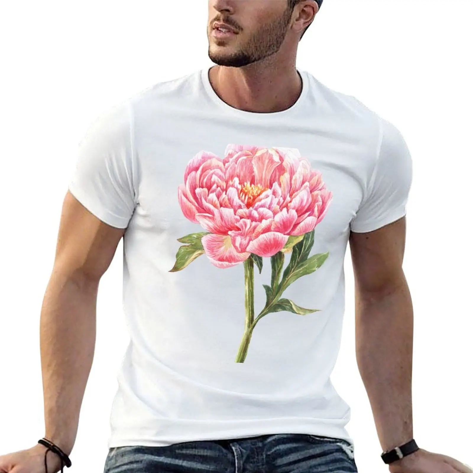 

Watercolor peony T-Shirt t shirt man casual funny t shirts dark humor T-Shirt