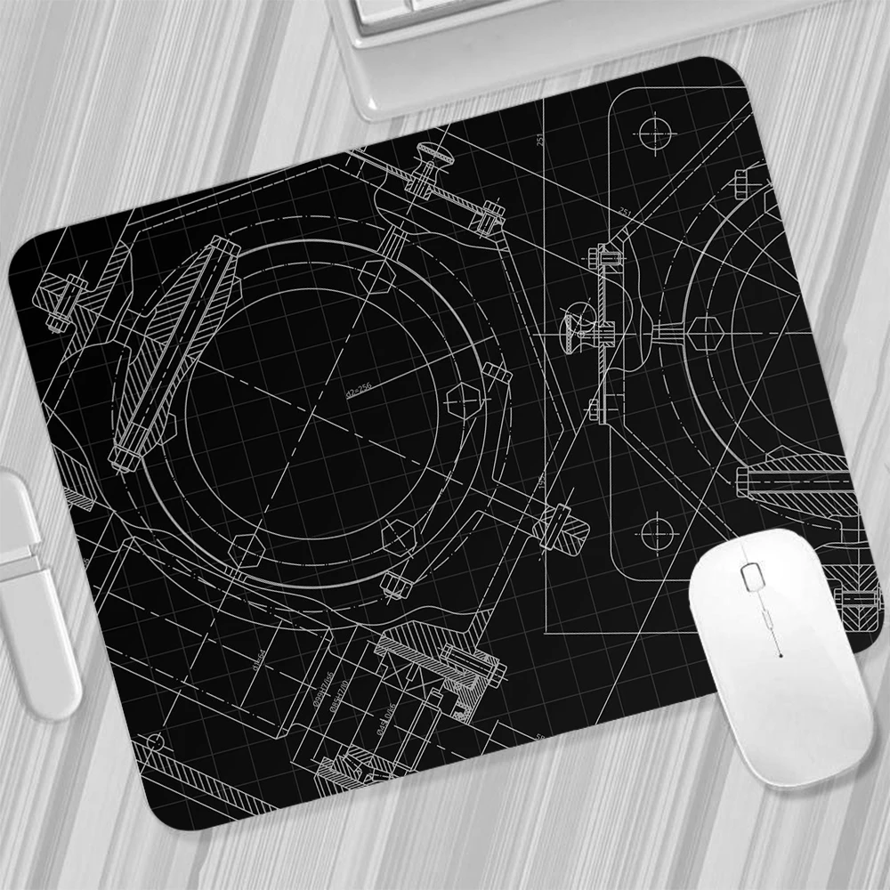 Technical Drawing Small Mouse Pad Gaming Mousepad PC Gamer Mouse Mat Computer Office Pad Keyboard Mat Desk Pad Laptop Mausepad