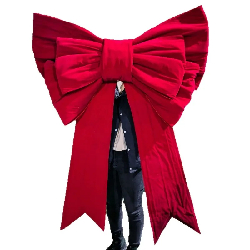 Christmas oversized bow giant finished red velvet door head store atmosphere decoration