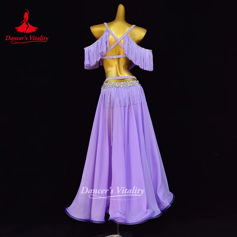 Belly Dancing Performance Costume Women Customized High-end Luxury AB Stones Tassel Set Oriental Dance Outfit Dance's Vitality