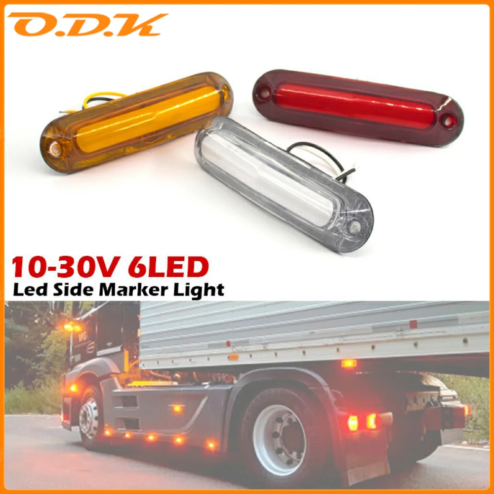 6x/10x 12V 24V LED Side Marker Lights 6 LED Light For Trailer Truck Lorry Orange White Red Indicator Lamp Auto Accessories