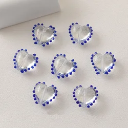 2PCS Glaze Glass Transparent Blue Polka Dot Beads DIY Making Supplies Vintage Jewelry Material Accessories