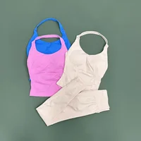 2 Piece Active Set Women Open Back Halter Top Peach Butt Lifting Leggings Seamless Soft Stretchy Gym Yoga Fitness Outfits 6