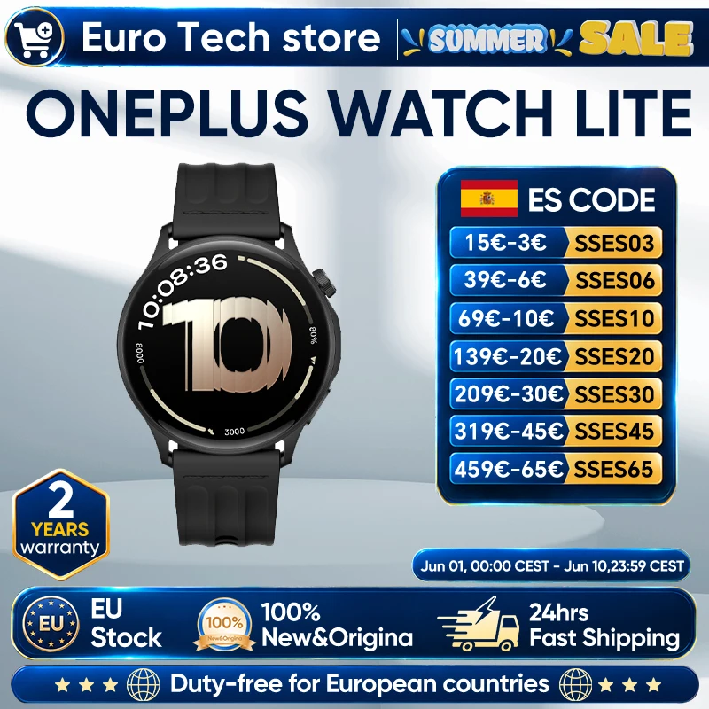 Reloj Inteligente OnePlus Watch Lite de 1.46 Pulgadas con Llamadas Bluetooth, GPS y 100 Modos Deportivos - Conectividad y Monitor de Actividad Física